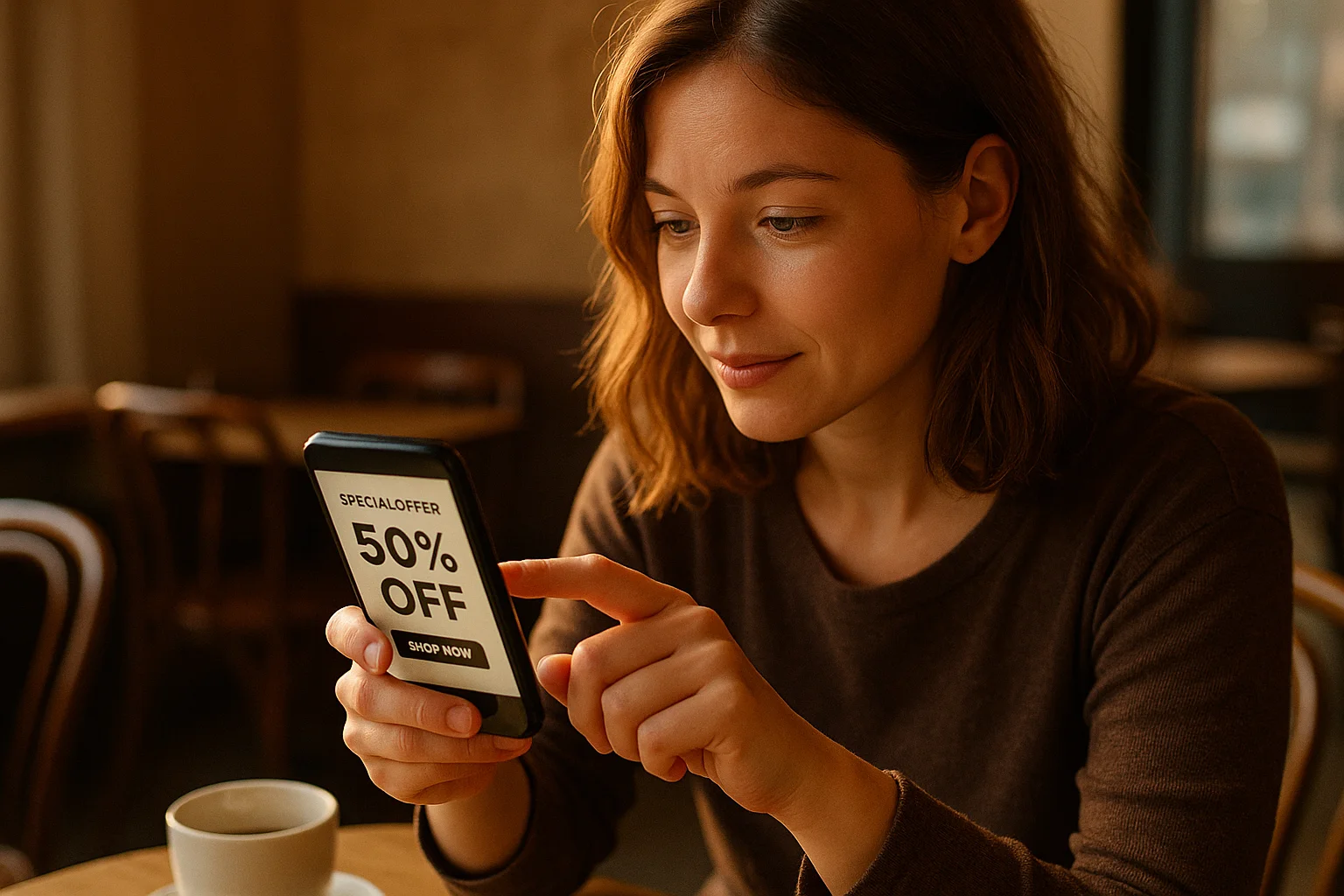Person engaging with a compelling nonprofit ad on their mobile phone