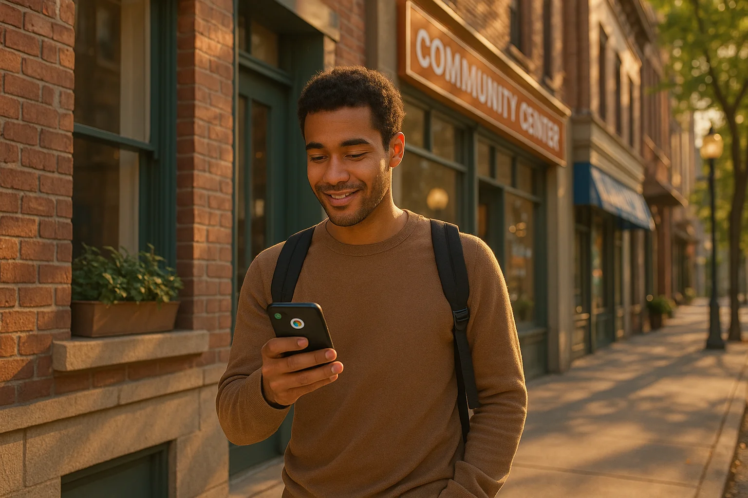 Person discovering a local nonprofit organization through Google Maps on their mobile phone