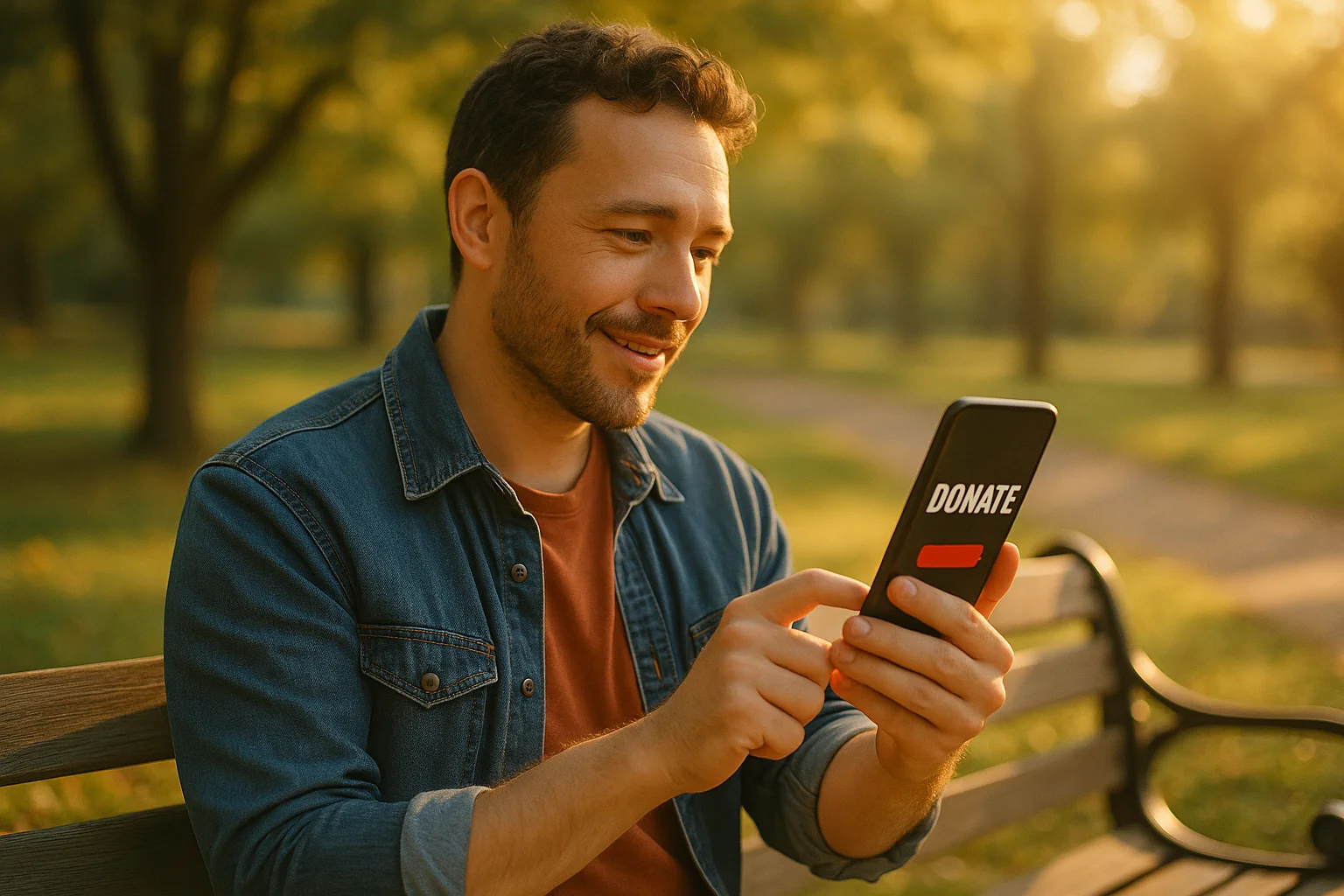 Person completing a donation on their mobile phone, representing the donor journey that needs to be tracked