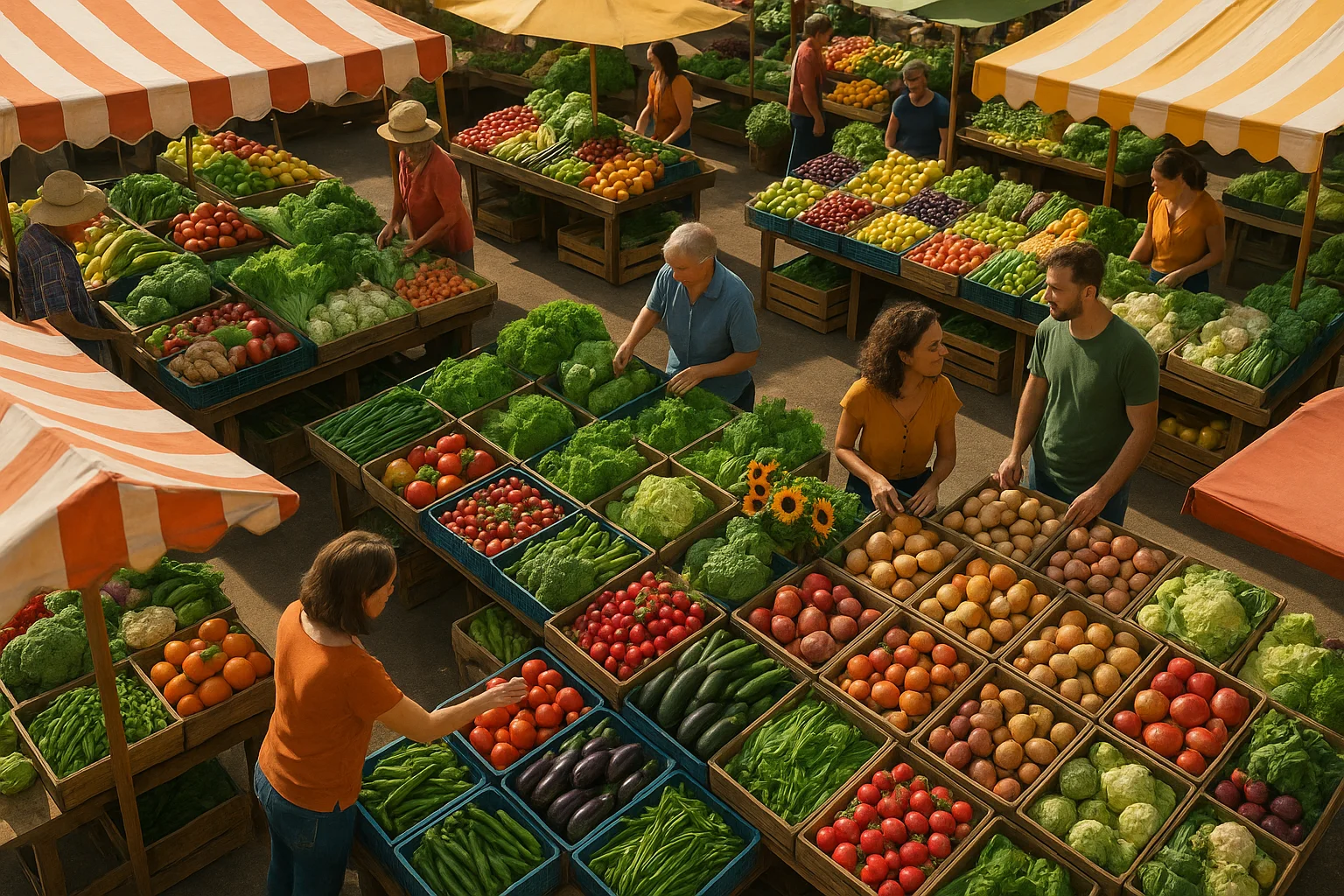 Diverse farmer's market stalls representing the variety of keyword expansion opportunities for nonprofits