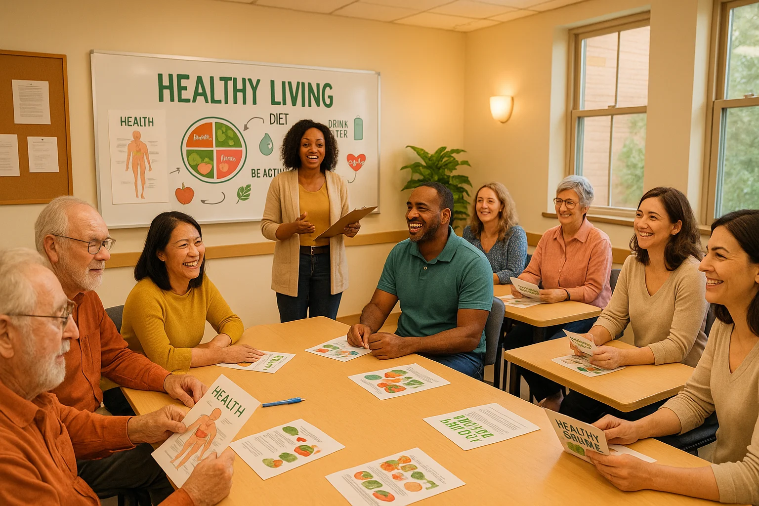 Community health education workshop representing the awareness and support programs health charities promote