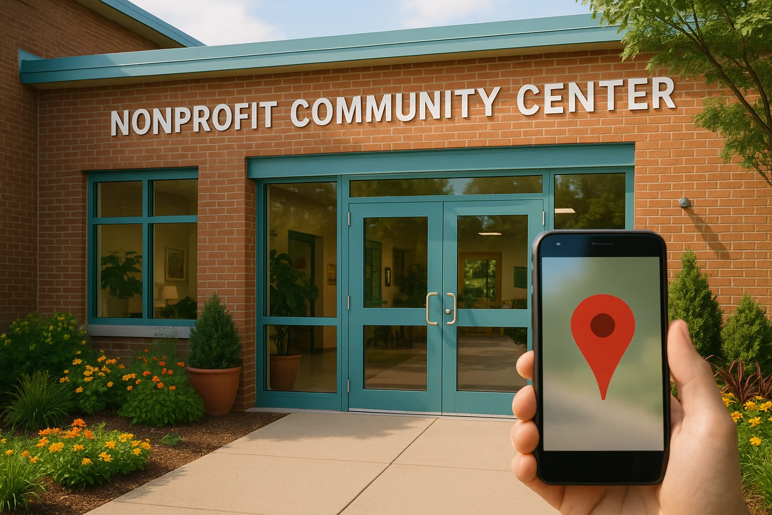 Discovering a local nonprofit through Google Maps, representing the connection between Google for Nonprofits products