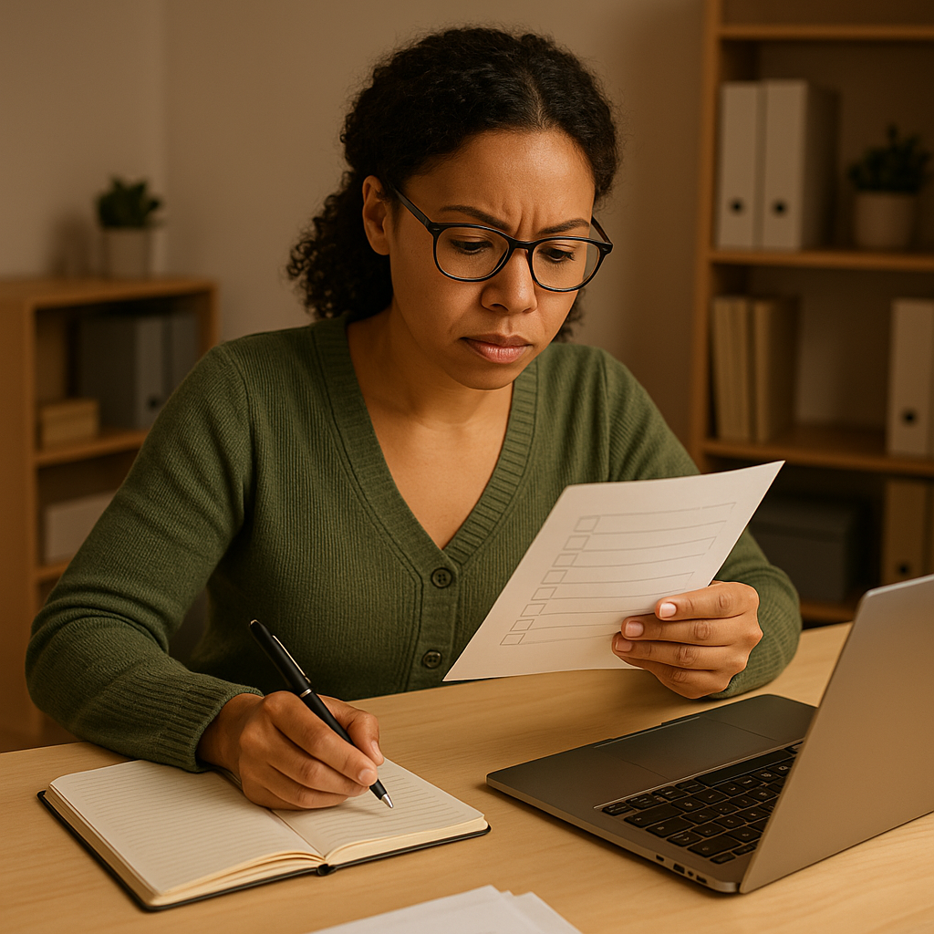 Nonprofit professional reviewing Google Ad Grant compliance requirements at their desk