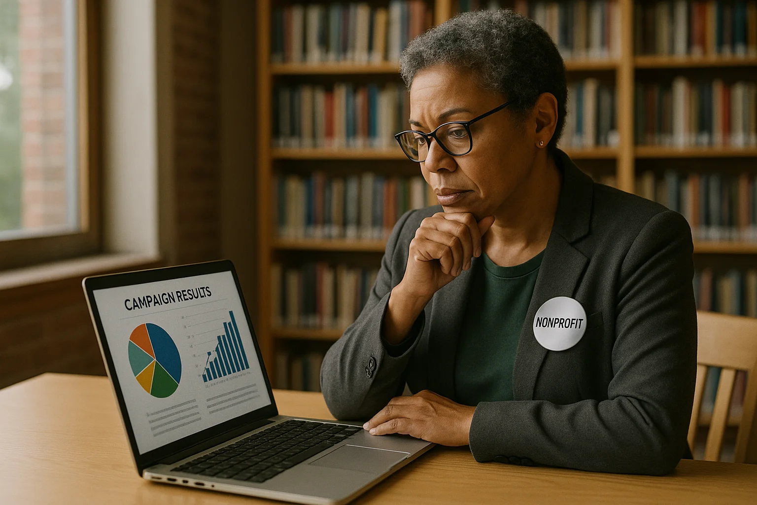Nonprofit executive evaluating Google Ad Grant account performance to determine the best management approach