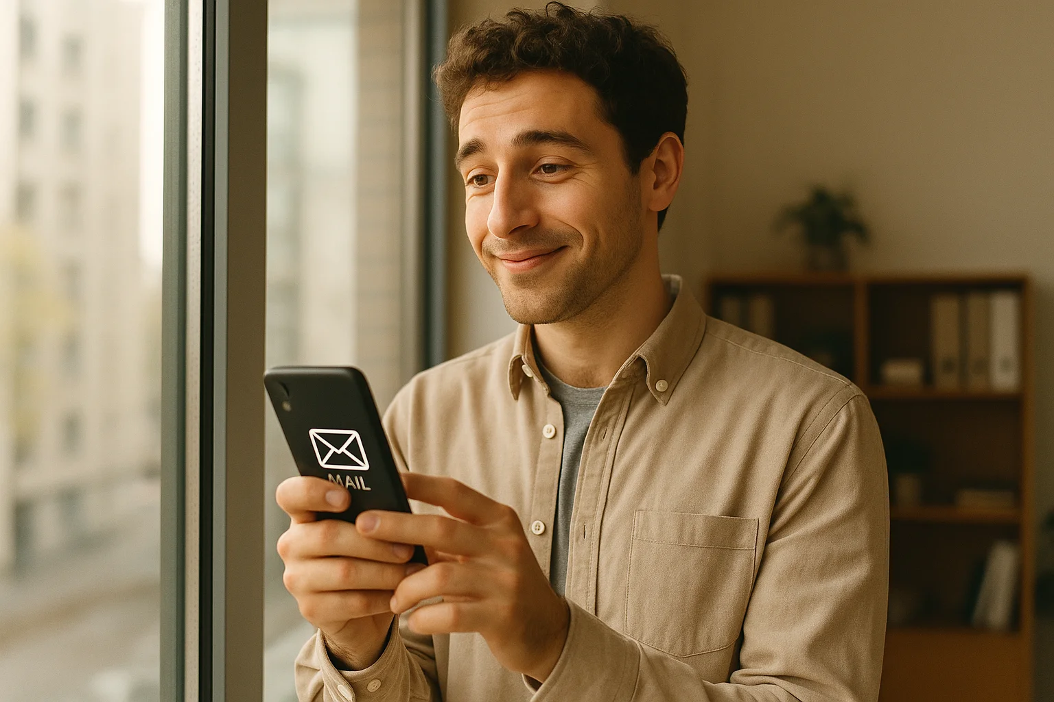 Nonprofit staff member checking email for Google Ad Grant application status update